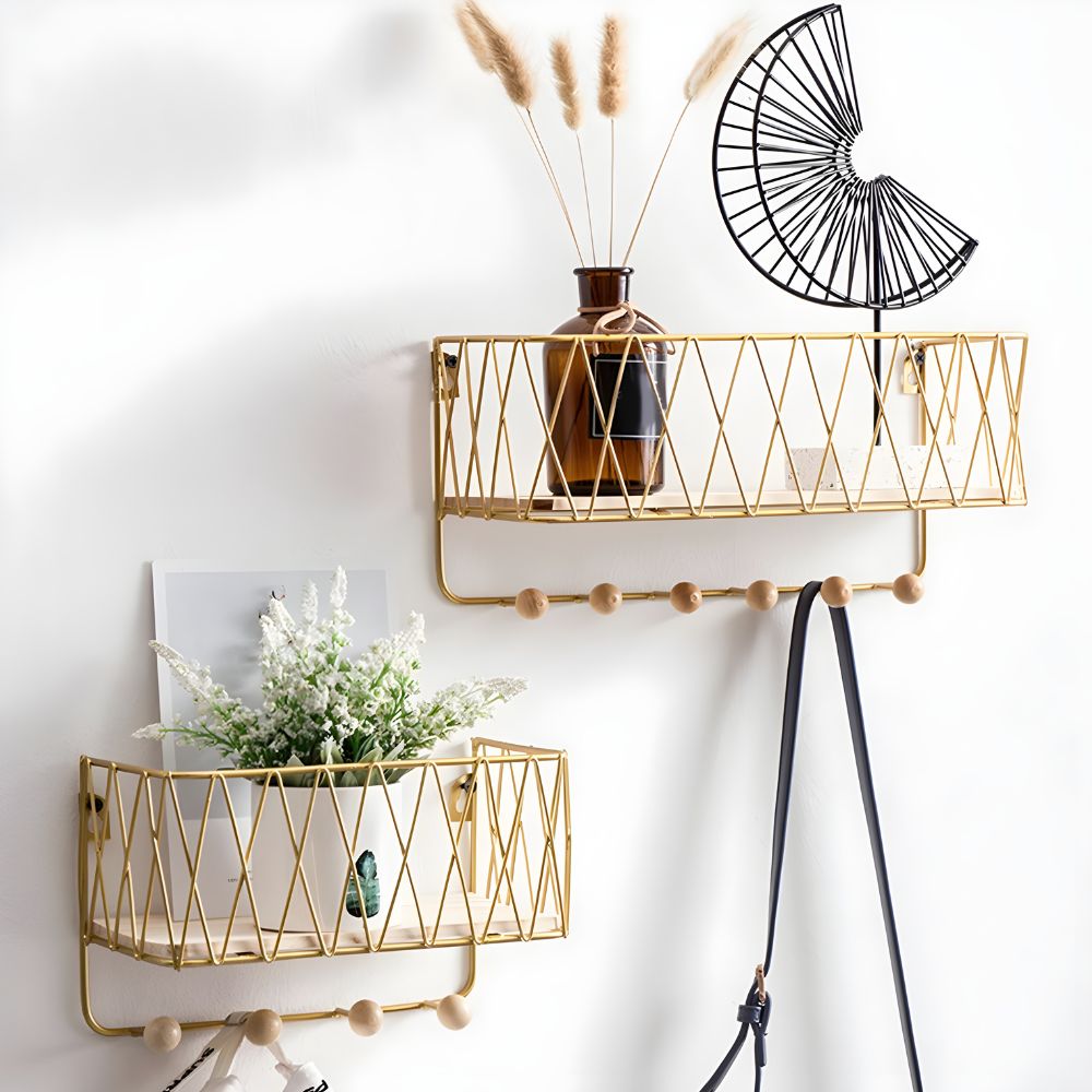 Golden Mesh Oasis Wall Rack