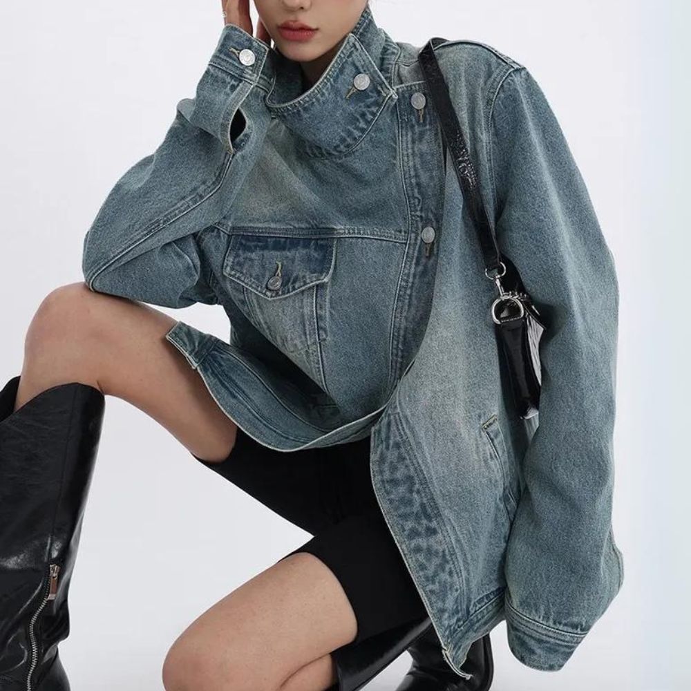 Street Chic Asymmetry Denim Jacket