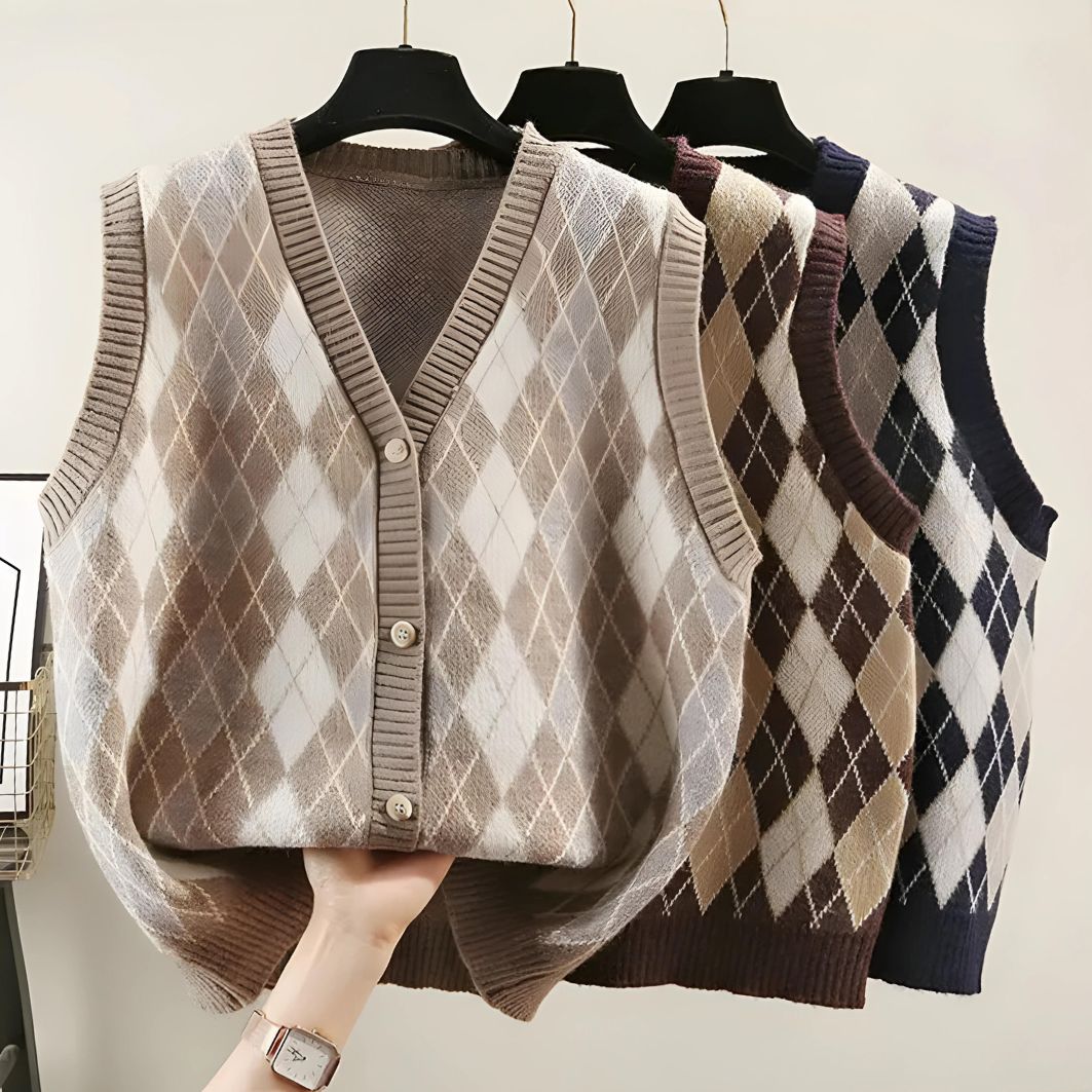 Argyle Kniited V-Neck Sweater Vest