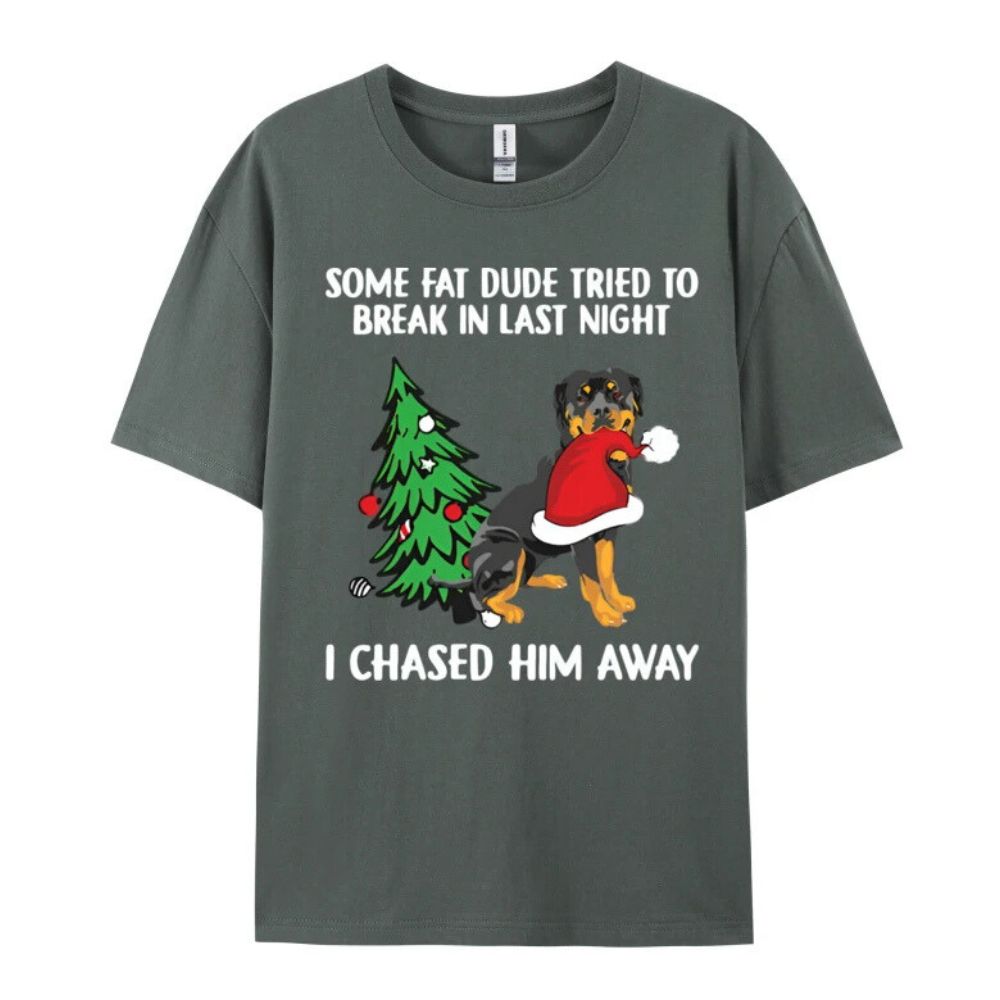 I Chased Santa Away Rottweiler - 100% Premium Cotton T-Shirt - Men's