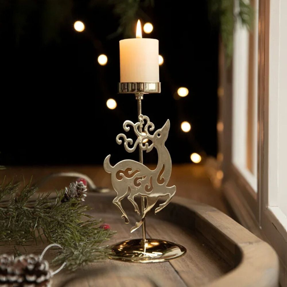 Golden Christmas Candle Holder