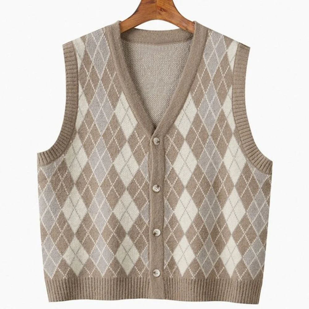 Argyle Kniited V-Neck Sweater Vest