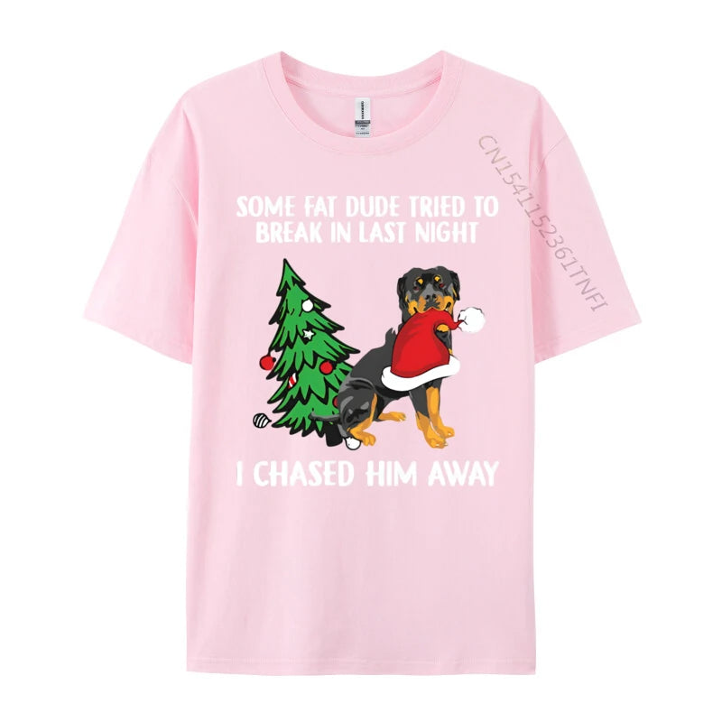 I Chased Santa Away Rottweiler - 100% Premium Cotton T-Shirt - Men's