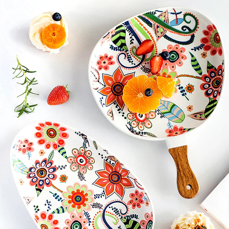 Floral Fiesta Ceramic Cuisine Serving Plate