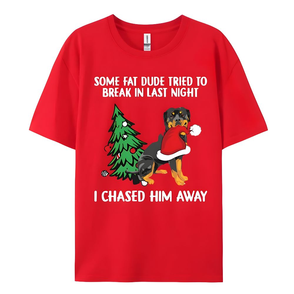 I Chased Santa Away Rottweiler - 100% Premium Cotton T-Shirt - Men's