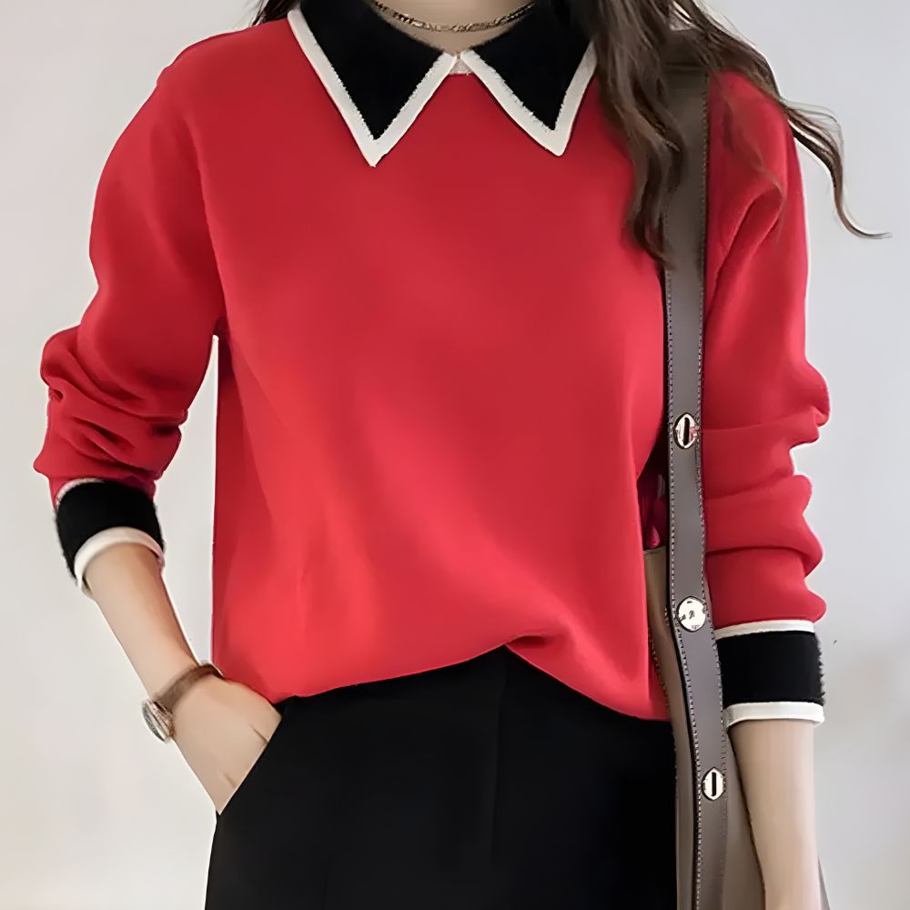 Bold Boundaries Collared Knit Sweater