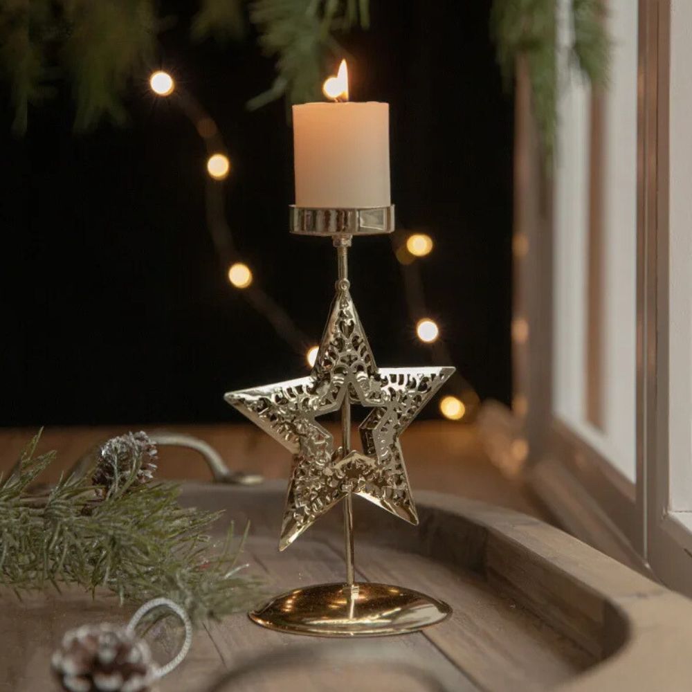 Golden Christmas Candle Holder