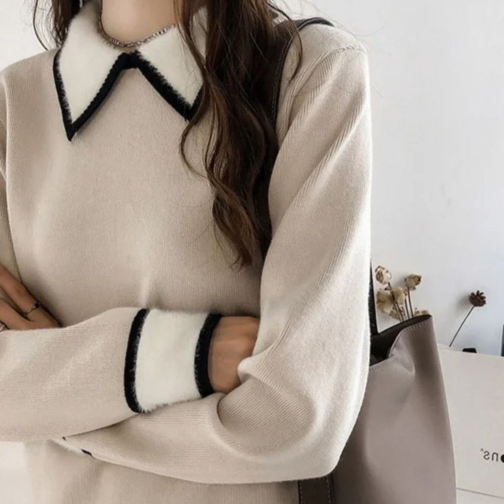 Bold Boundaries Collared Knit Sweater